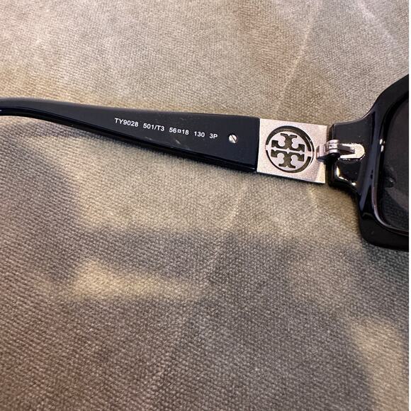 Tory Burch TY9028 Black Sunglasses with Grey Lenses Silver TB Logo - Picture 5 of 7